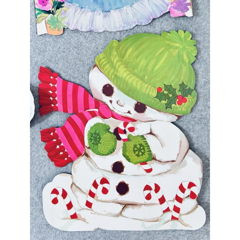 Vintage Die Cut Christmas Decorations Lot‎ Santa Snowman Reindeer Angel Dennison